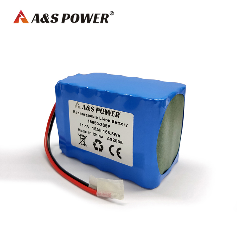 A&S Power 18650 3S5P 11.1v 15ah lithium ion battery with CE/UN38.3 certificate