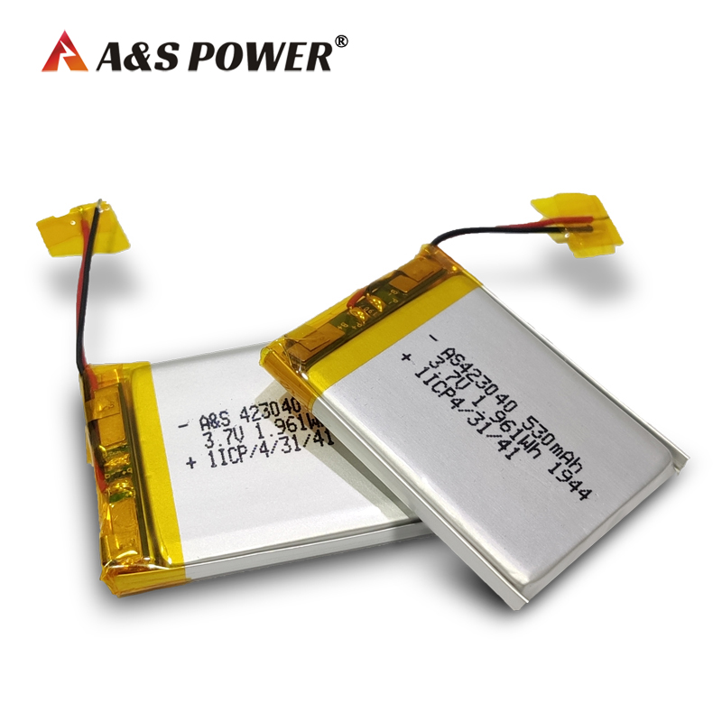 A&S Power UL2054 / IEC62133 / KC Certification 423040 3.7v 530mah lithium polymer battery
