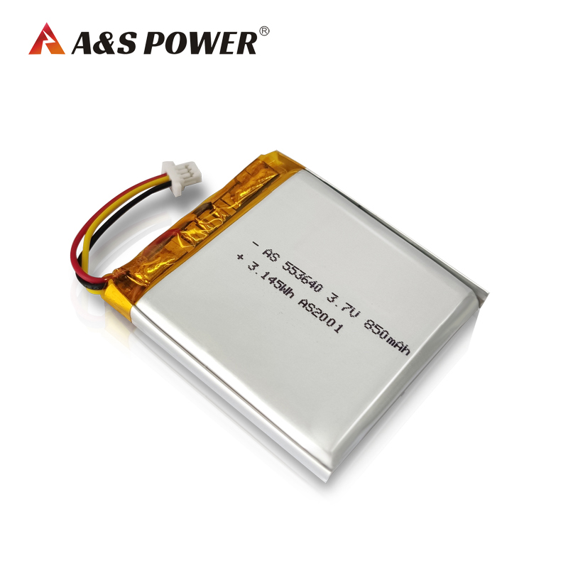 A&S Power UL2054/CB/CQC/UN38.3 certified 553640 3.7v 850mah Lithium Polymer Battery