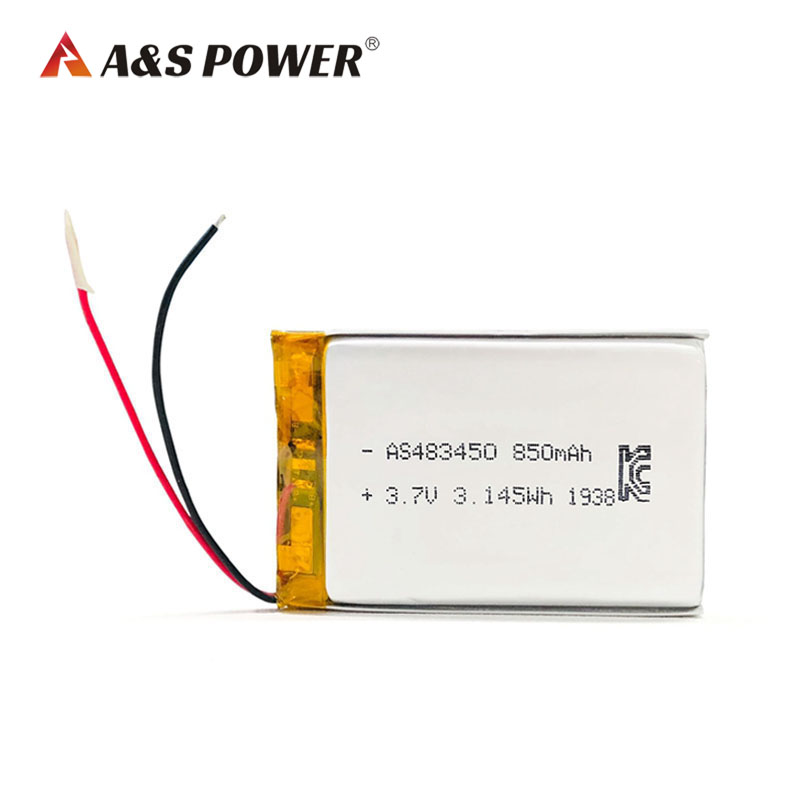 A&S Power 483450 3.7v 850mah lithium polymer battery