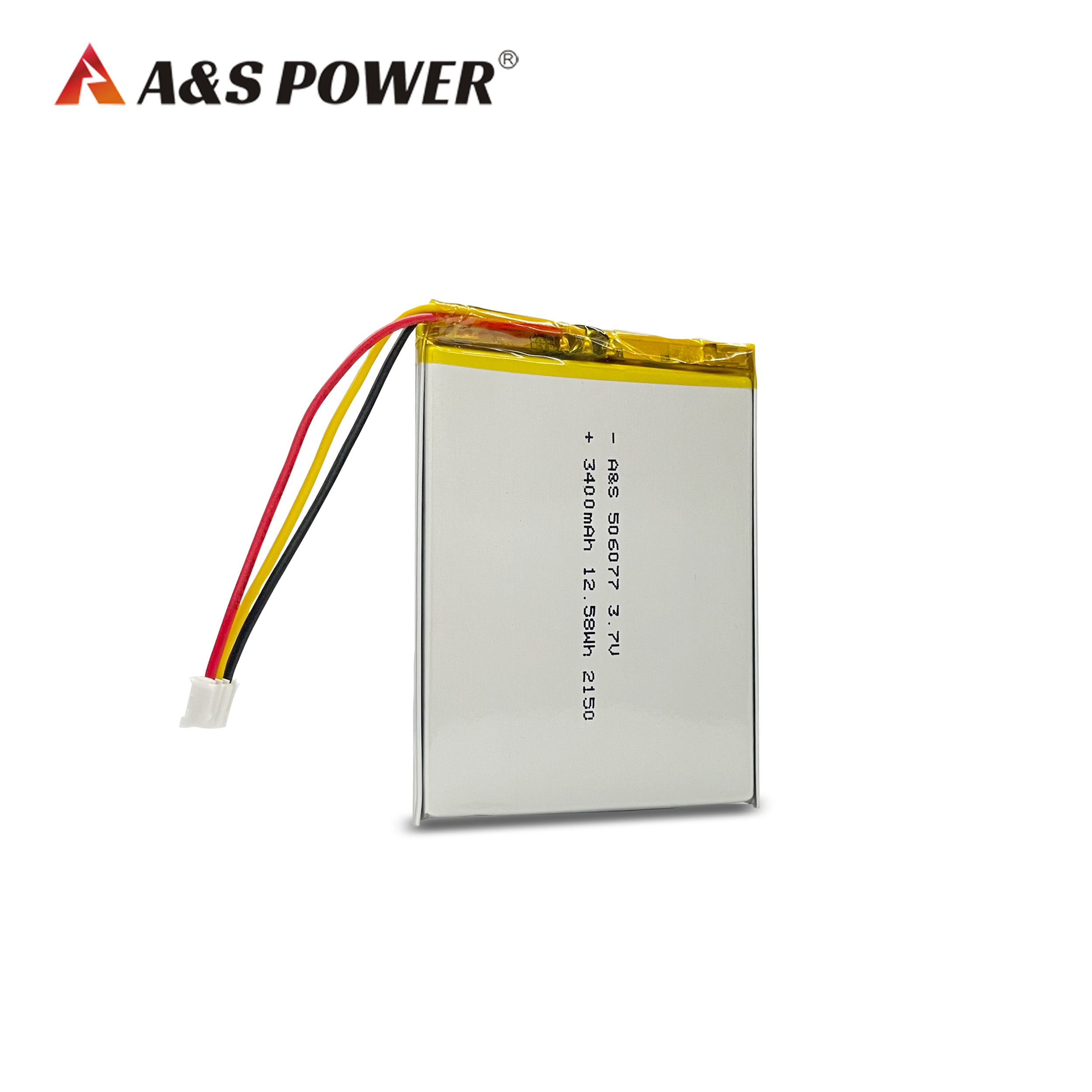 A&S Power 506077 3.7v 3400mah Rechargeable battery Lipo battery