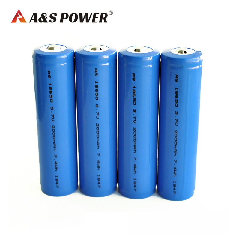 A&S Power 18650 Battery 3.7v 2000mah lithium rechargeable cell