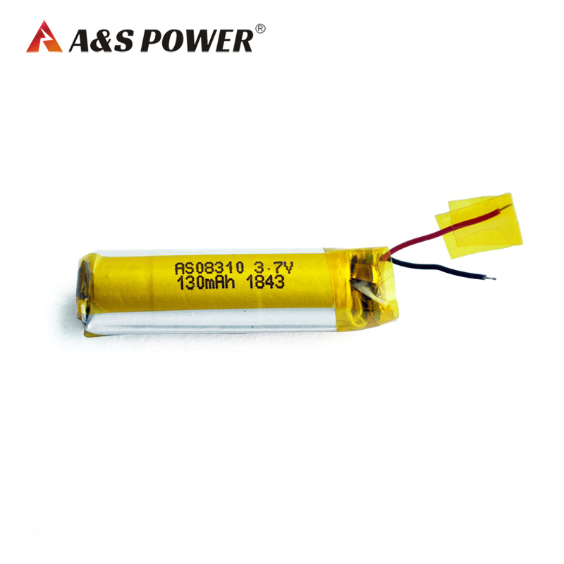 08310 130mah 3.7v Cylindrical Lipo Battery Pack for Headset With IEC62133