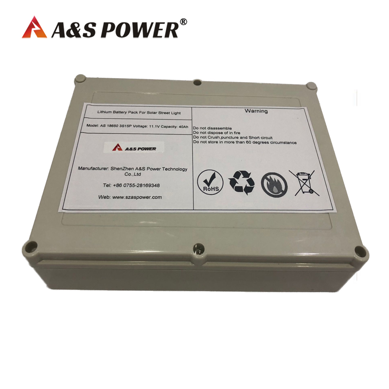 A&S Power 18650 11.1V 40AH 3S15P lithium ion battery