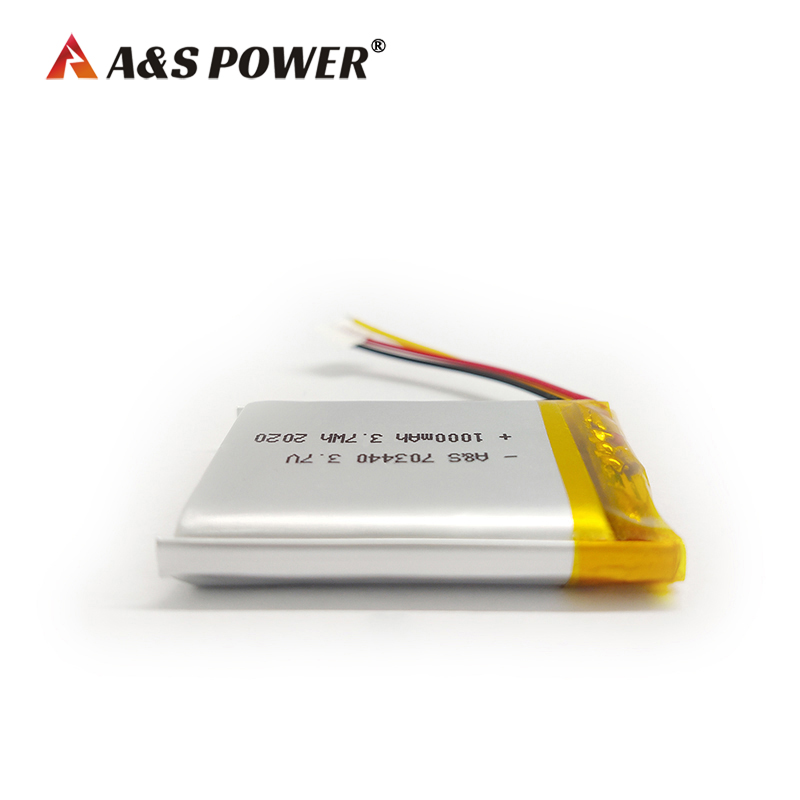 A&S Power UL2054/UN38.3 certified 703440 3.7v 1000mah lipo battery