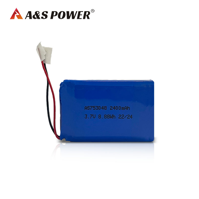A&S Power IEC62133 CB Certification Polymer Lithium Rechargeable 753048 3.7V 2400mAh Lipo Battery