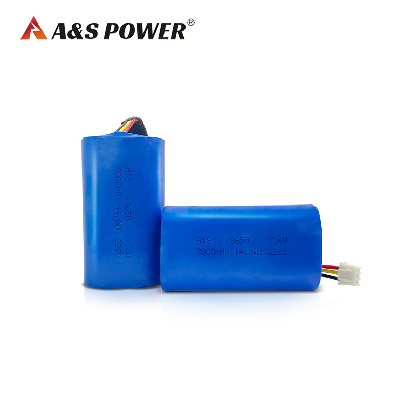 18650 lithium ion battery 7.4v 2000mah rechargeable li-ion battery with pvc