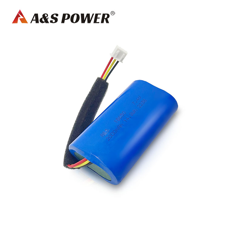 A&S Power 18650 lithium ion battery 7.4v 2000mah