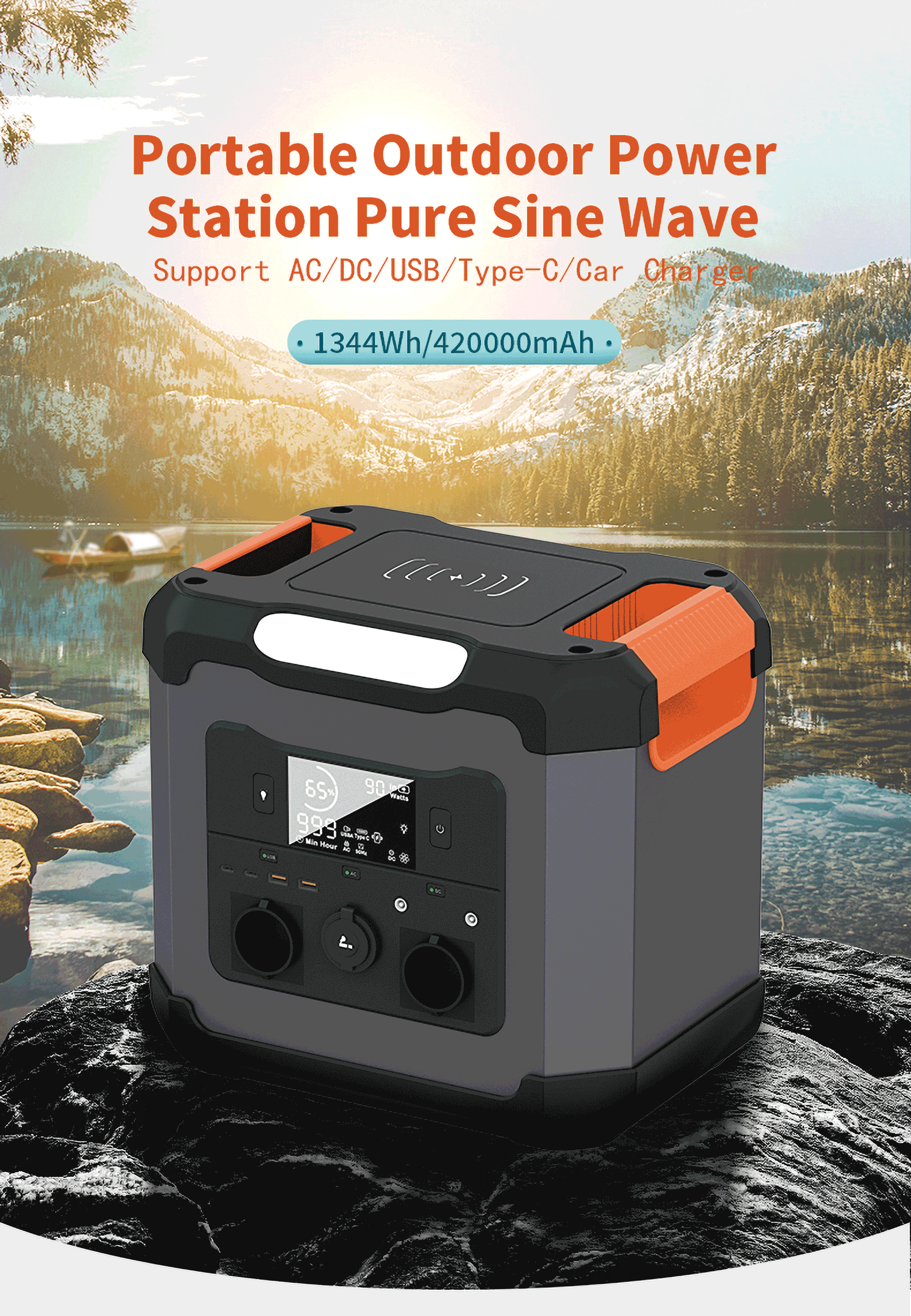 A&S Power 110V 220V Outdoor multi-function Solar Portable Power Station Generator 1500W For Camping