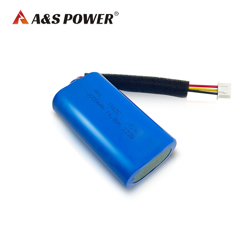 A&S Power UL2054 Certification Rechargeable Li-Ion Battery Packs 18650 7.4v 2000mAh