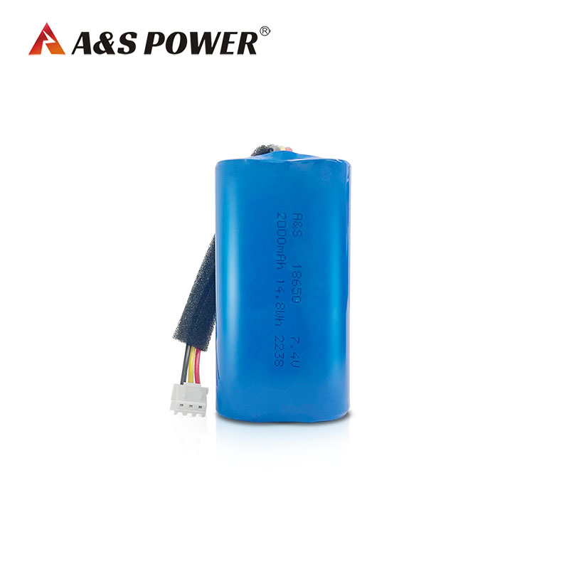 A&S Power 18650 lithium ion battery 7.4v 2000mah rechargeable li-ion battery with pvc