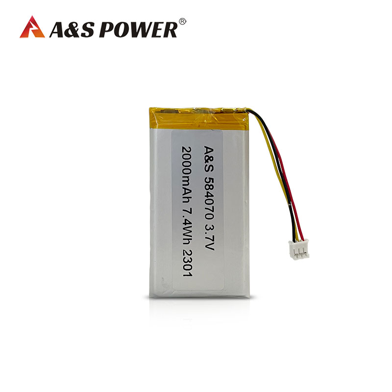 A&S Power 584070 3.7v 2000mAh Rechargeable Lipo Battery