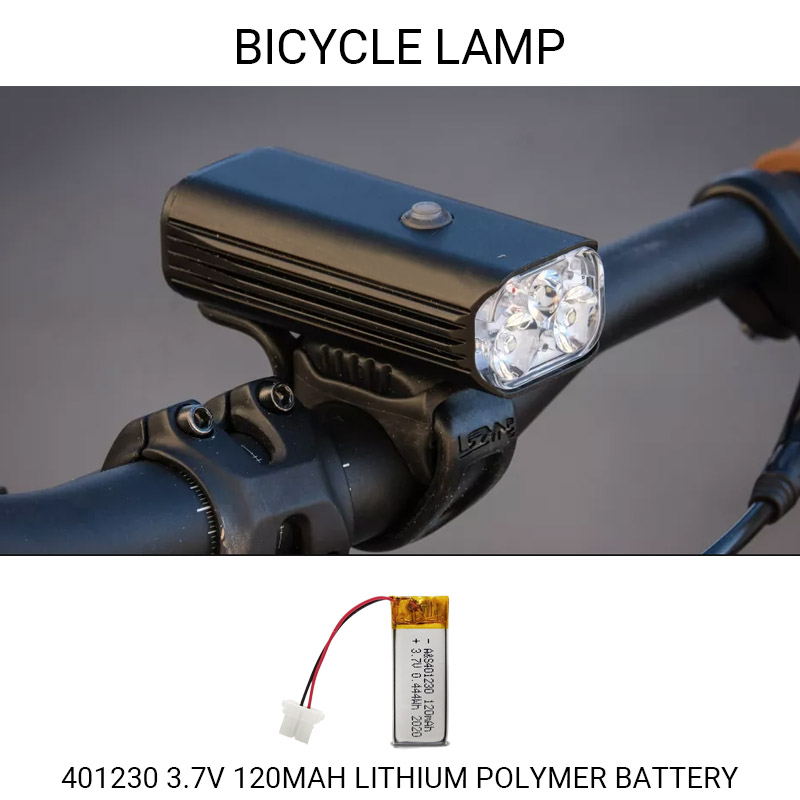 401230 3.7v 120mah Lithium Polymer Battery for Bicycle Lamp