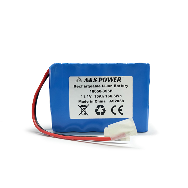 A&S Power 18650 3S5P 11.1v 15ah lithium ion battery with CE/UN38.3 certificate